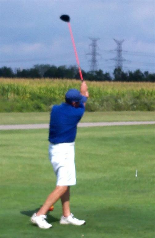 Bob Katt knocks his drive down the middle on number 14 during the senior tournament.